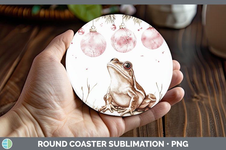 GorgeousPink Christmas Farm Round Coaster design.
