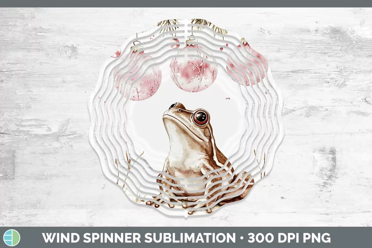 Pink Christmas Farm Bullfrog Wind Spinner Sublimation Spinne