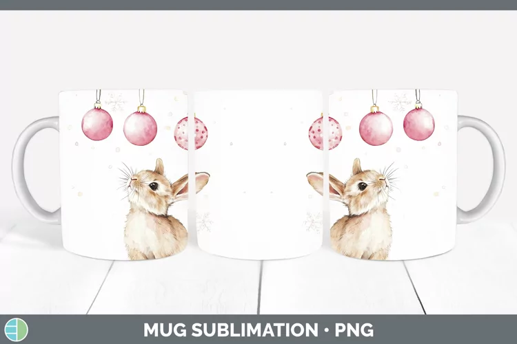 Pink Christmas Farm Bunny Mug Wrap Sublimation Coffee Cup De