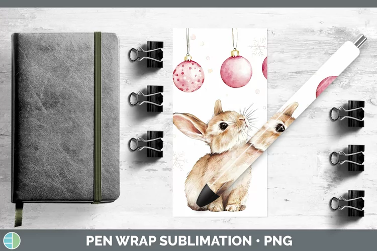 Pink Christmas Farm Bunny Pen Wrap Sublimation Pen Designs
