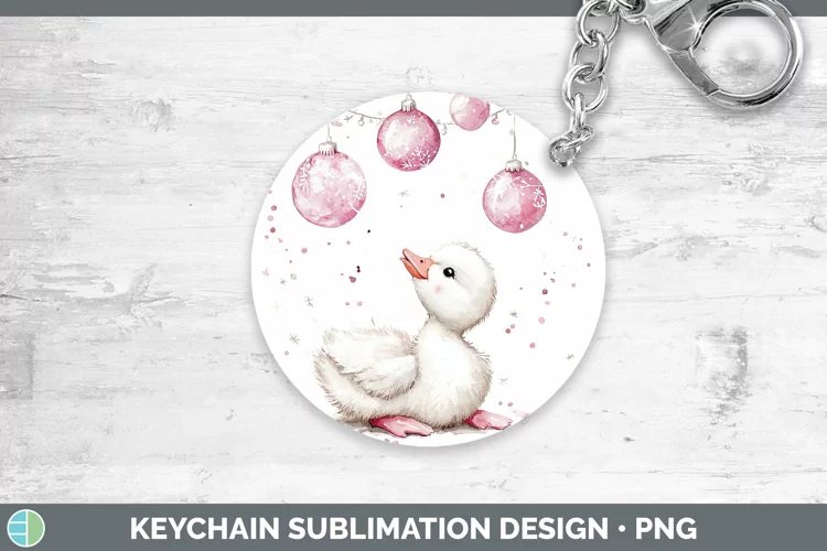 Pink Christmas Farm Goose Keychain Sublimation Keyring Desig