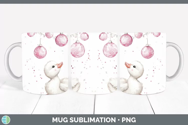 Pink Christmas Farm Goose Mug Wrap Sublimation Coffee Cup De
