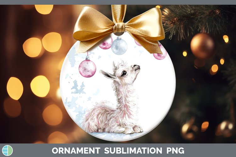 Pink Christmas Farm LLama Ornament Sublimation Bauble Design