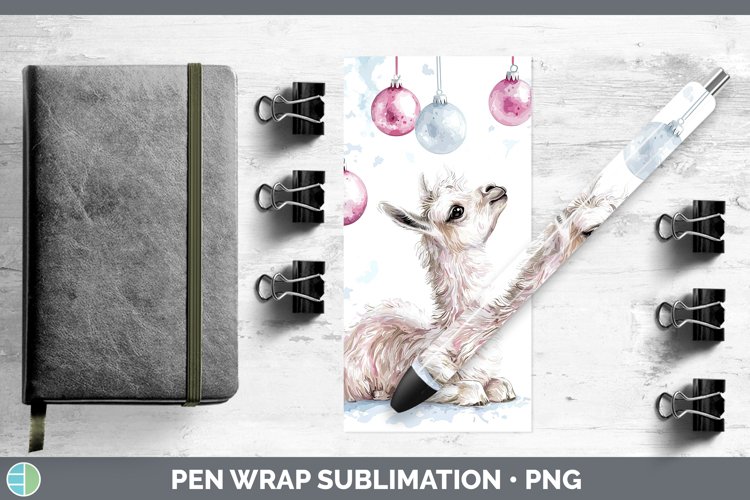 Pink Christmas Farm LLama Pen Wrap Sublimation Pen Designs