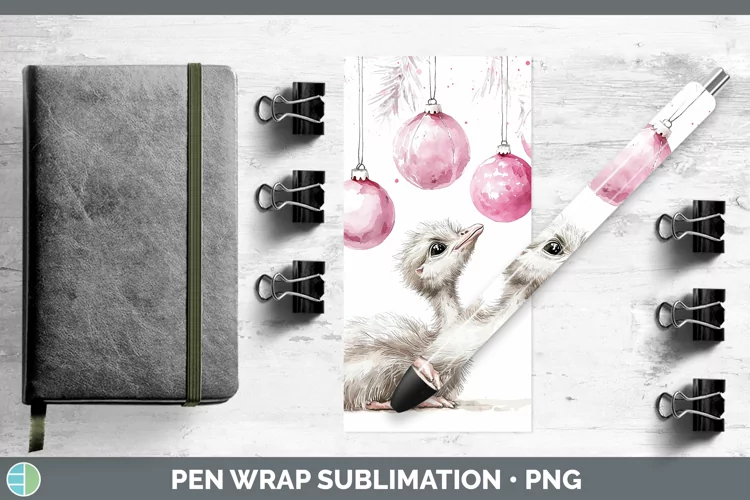 Pink Christmas Farm Ostrich Pen Wrap Sublimation Pen Designs