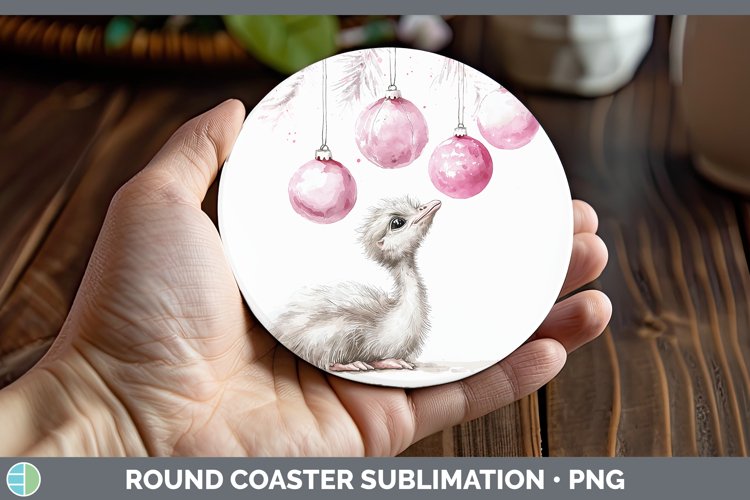 GorgeousPink Christmas Farm Round Coaster design.