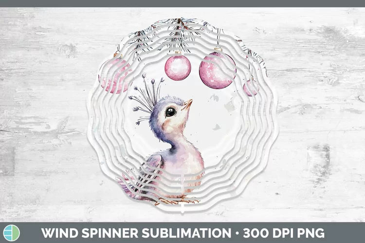 Pink Christmas Farm Peacock Wind Spinner Sublimation Spinner