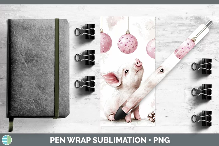 Pink Christmas Farm Pig Pen Wrap Sublimation Pen Designs