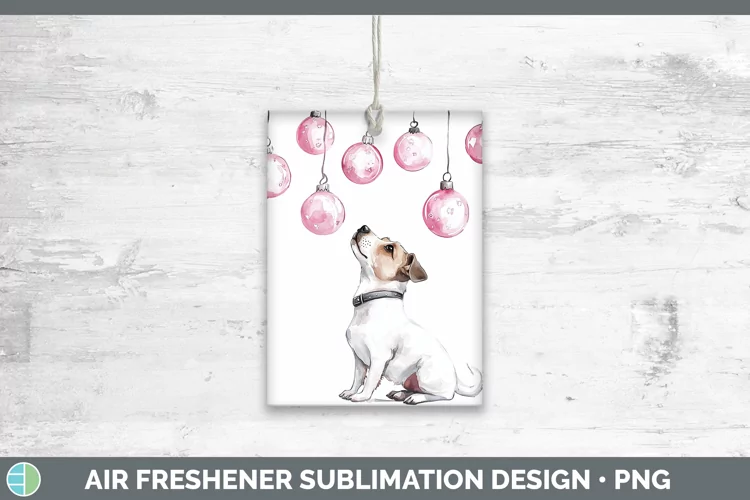 Pink Christmas Fox Terrier Dog Air Freshener Sublimation Car
