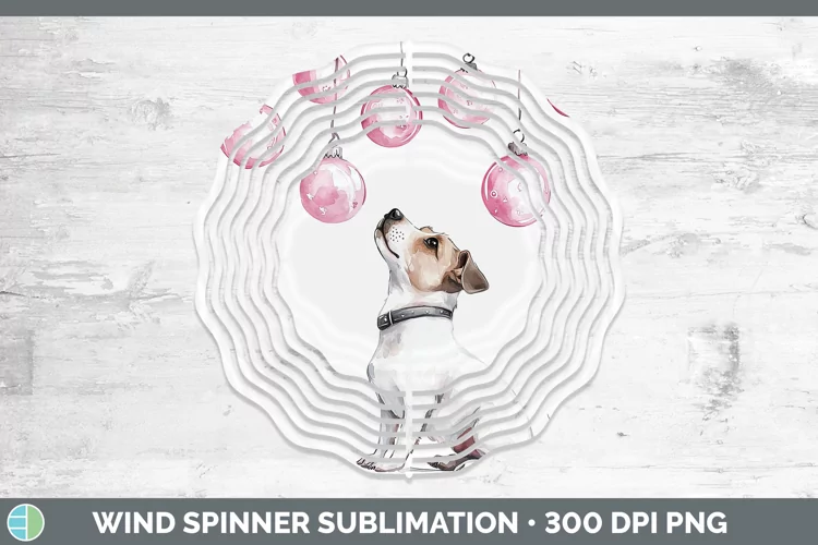 Pink Christmas Fox Terrier Dog Wind Spinner Sublimation Spin