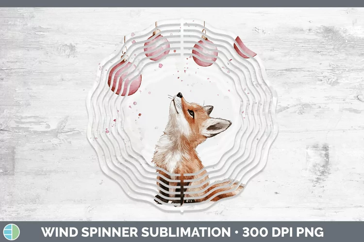 Pink Christmas Fox Wind Spinner Sublimation Spinner Designs