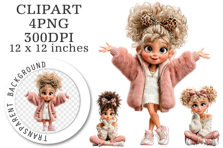 Pink Christmas Girl Clipart PNG | Coquette Leopard example image 1