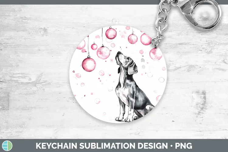 Pink Christmas Great Dane Keychain Sublimation Keyring Desig