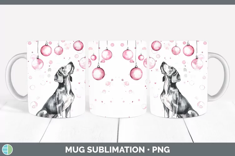 Pink Christmas Great Dane Mug Wrap Sublimation Coffee Cup De