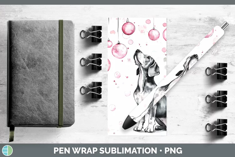 Pink Christmas Great Dane Pen Wrap Sublimation Pen Designs