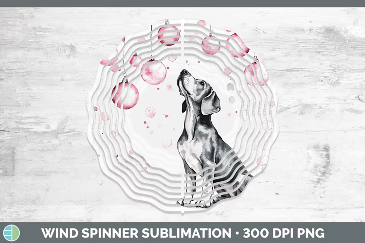 Pink Christmas Great Dane Wind Spinner Sublimation Spinner D