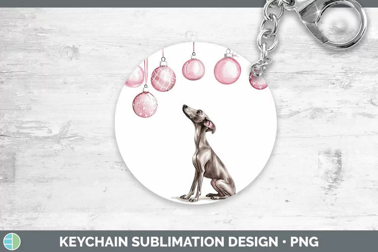 Pink Christmas Greyhound Keychain Sublimation Keyring Design