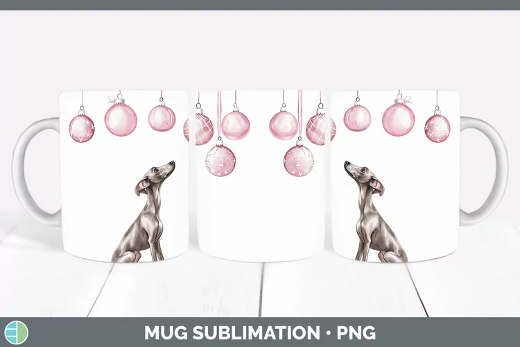 Pink Christmas Greyhound Mug Wrap Sublimation Coffee Cup Des
