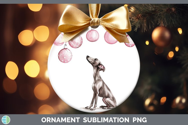 Pink Christmas Greyhound Ornament Sublimation Bauble Designs
