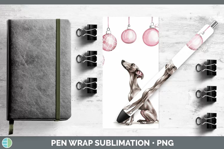 Pink Christmas Greyhound Pen Wrap Sublimation Pen Designs