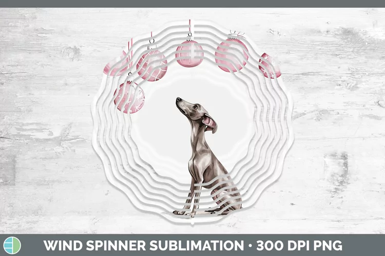 Pink Christmas Greyhound Wind Spinner Sublimation Spinner De
