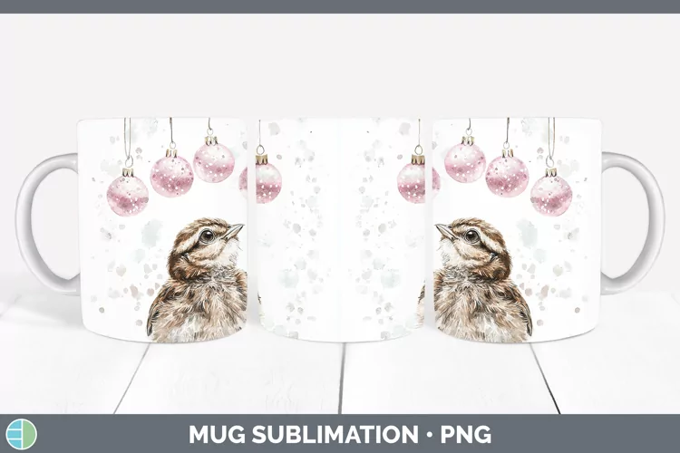 Pink Christmas Grouse Mug Wrap Sublimation Coffee Cup Design