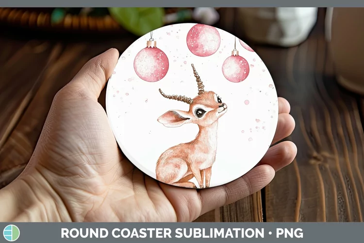 Pink Christmas Impala Round Coaster Sublimation Coaster Desi
