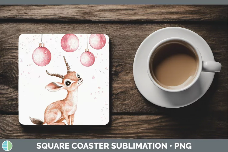 Pink Christmas Impala Square Coaster Sublimation Coaster Des