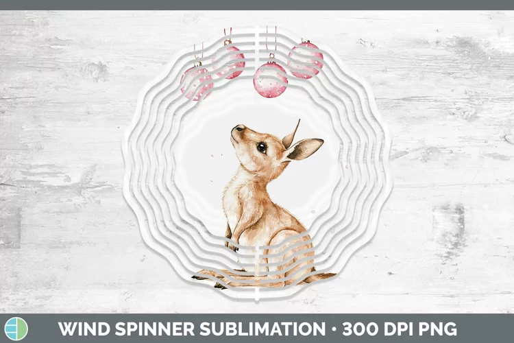 Pink Christmas Kangaroo Wind Spinner Sublimation Spinner Des