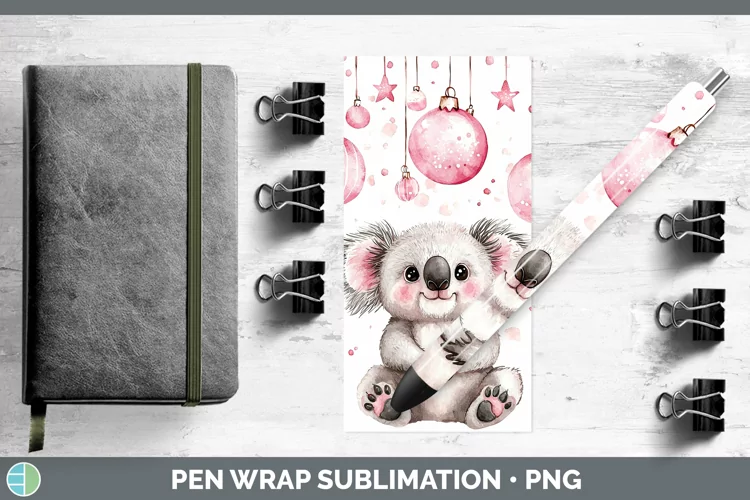 Pink Christmas Koala Pen Wrap Sublimation Pen Designs