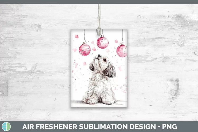 Pink Christmas Lhasa Apso Air Freshener Sublimation Car Fres