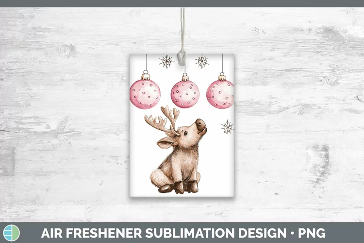 Pink Christmas Moose Air Freshener Sublimation Car Freshener