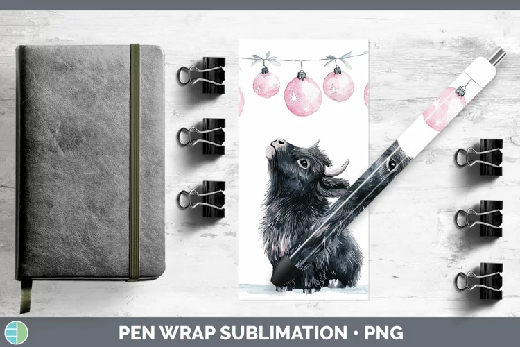 Pink Christmas Musk Ox Pen Wrap Sublimation Pen Designs