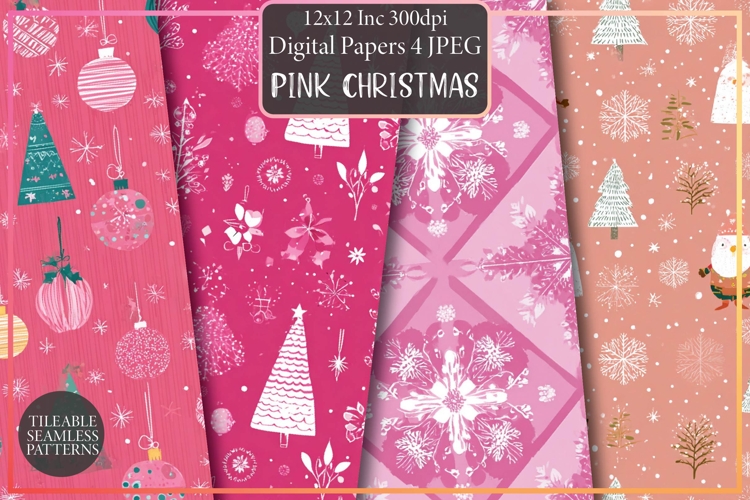 Pink Christmas Pattern Scrapbook Paper