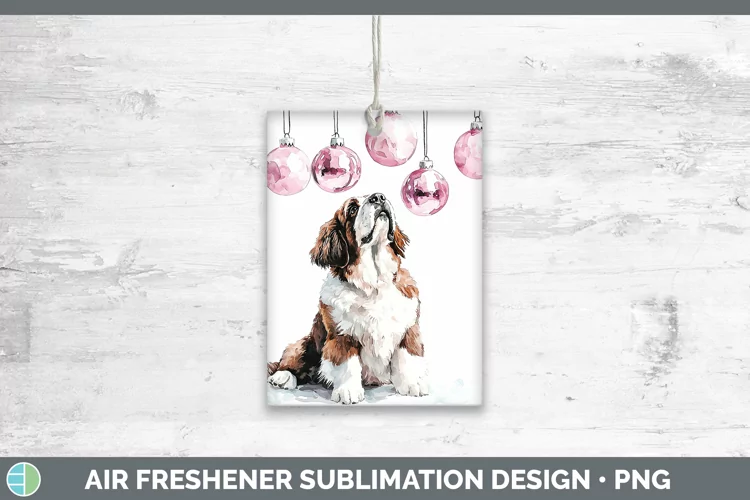 Pink Christmas Saint Bernard Air Freshener Sublimation Car F