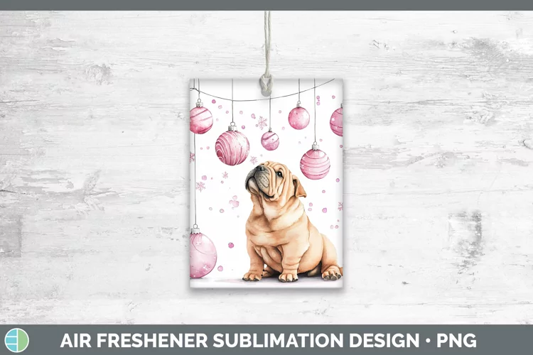 Pink Christmas Shar Pei Air Freshener Sublimation Car Freshe