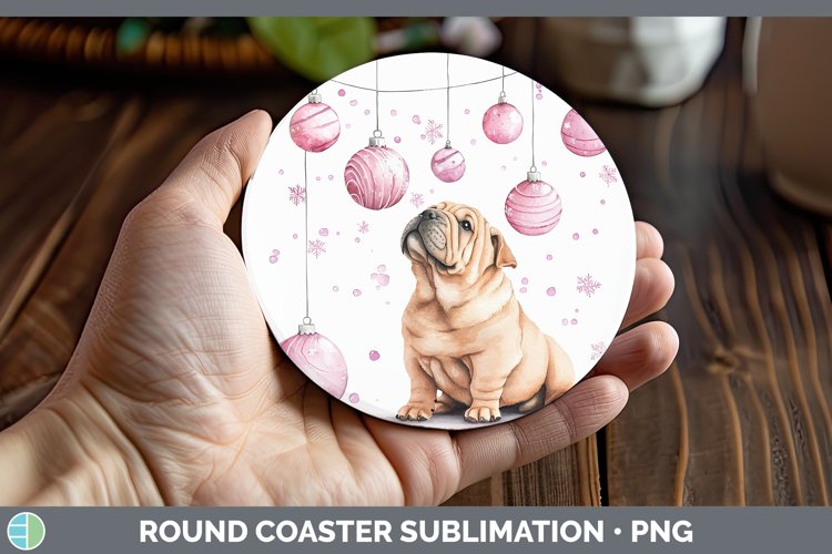 GorgeousPink Christmas Round Coaster design.
