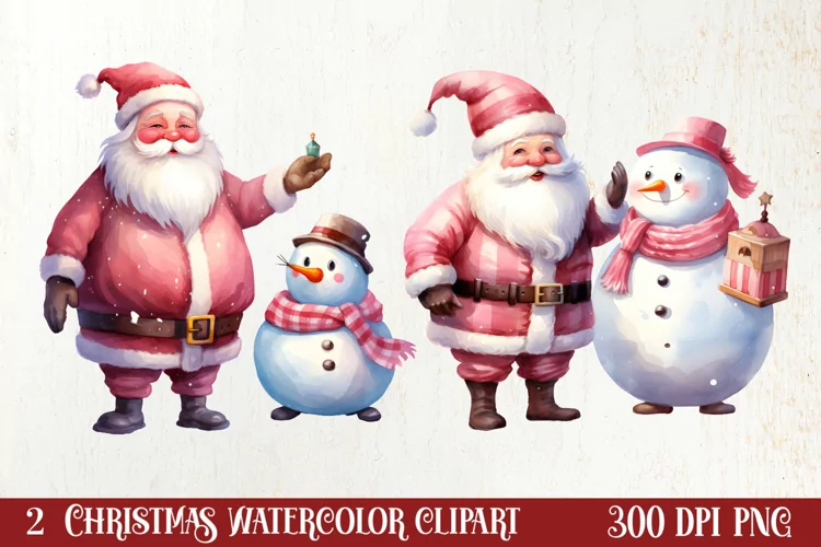 Pink Christmas Snowman Clipart, Christmas PNG