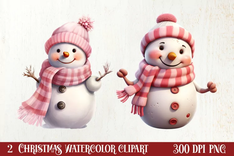 Pink Christmas Snowman Clipart, Christmas PNG