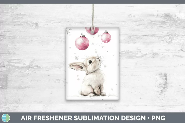 Pink Christmas Snowshoe Hare Air Freshener Sublimation Car F