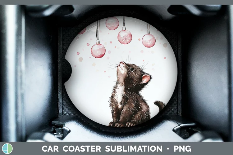 Pink Christmas Tasmanian Devil Car Coaster Sublimation Desi