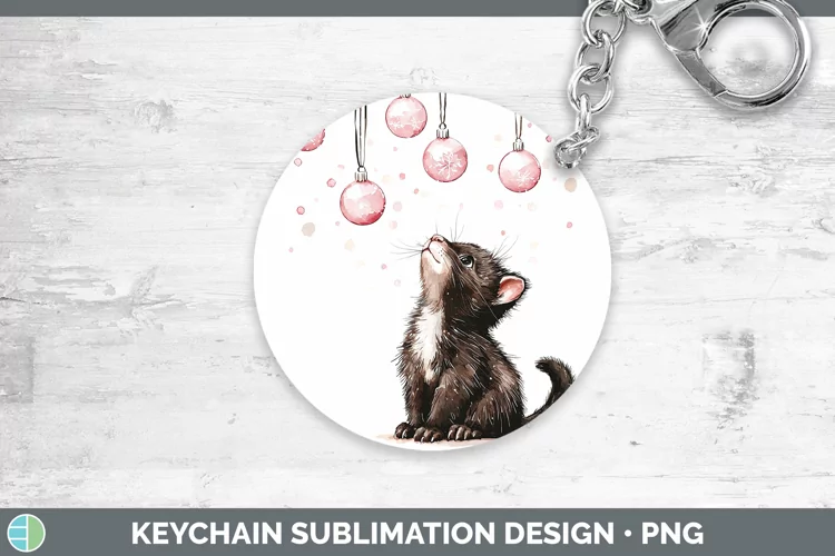 Pink Christmas Tasmanian Devil Keychain Sublimation Keyring