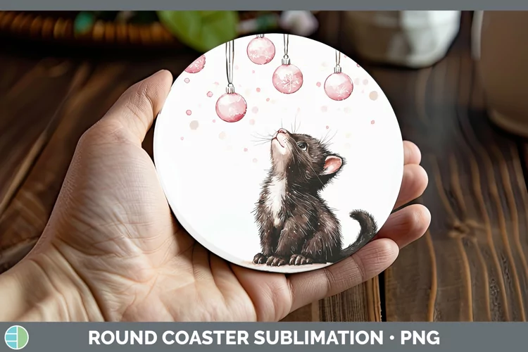 Pink Christmas Tasmanian Devil Round Coaster Sublimation Coa