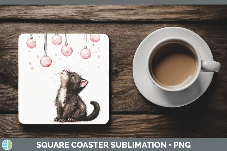 Pink Christmas Tasmanian Devil Square Coaster Sublimation Co