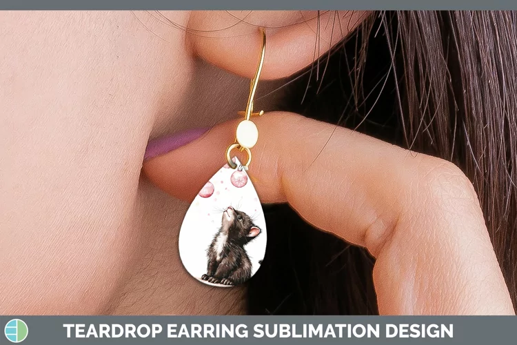 Pink Christmas Tasmanian Devil Teardrop Earrings Sublimation
