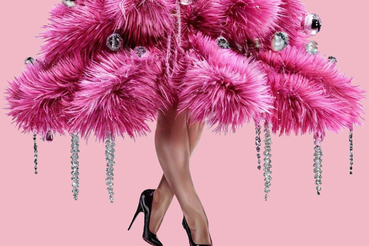 Pink Christmas tree Supermodel on a fashion runway Sublimate