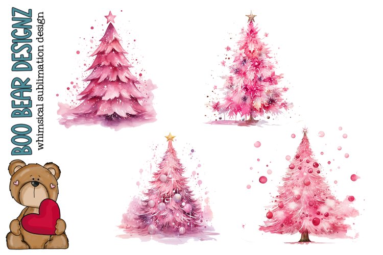 Watercolor Pink Christmas Sublimation example image 1