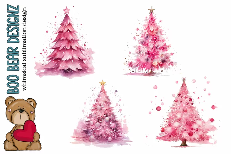 Watercolor Pink Christmas Sublimation