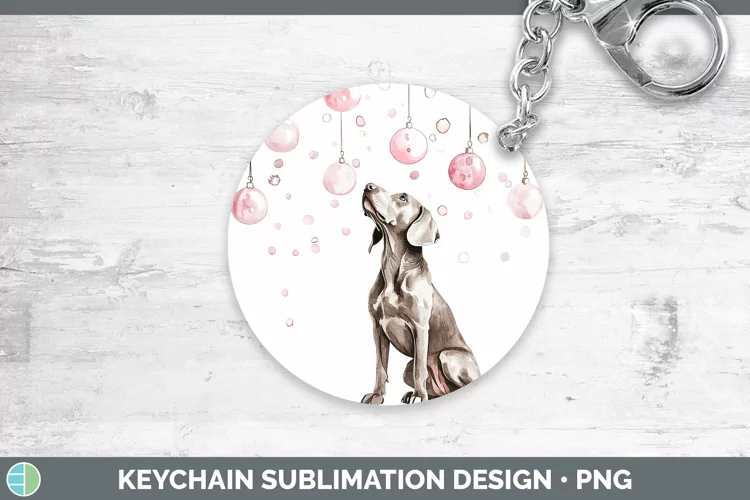 Pink Christmas Weimaraner Keychain Sublimation Keyring Desig