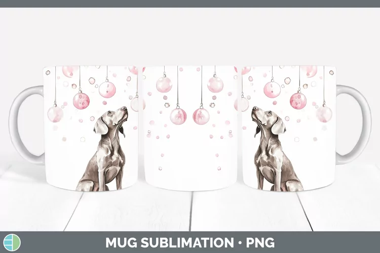Pink Christmas Weimaraner Mug Wrap Sublimation Coffee Cup De